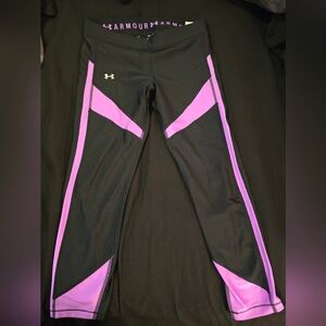 Under Armour Black & Pink Compression Leggings - Size L